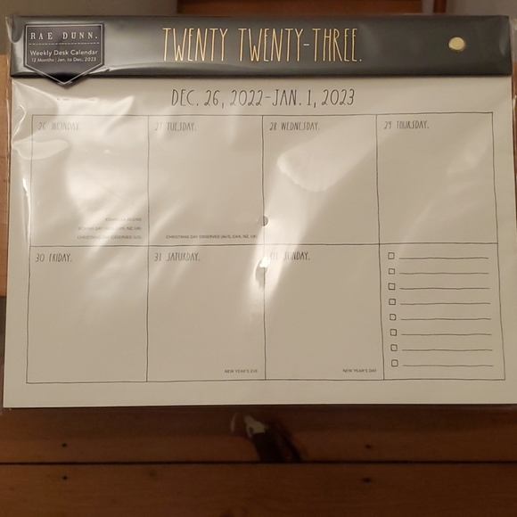 Rae Dunn Office Rae Dunn Weekly Desk Calendar January Through